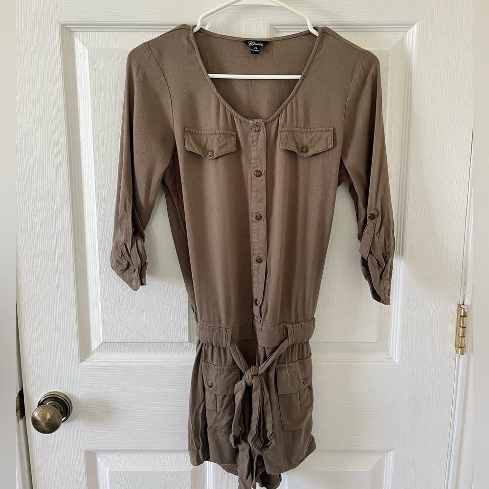 GUESS Army Green Button-Up Romper